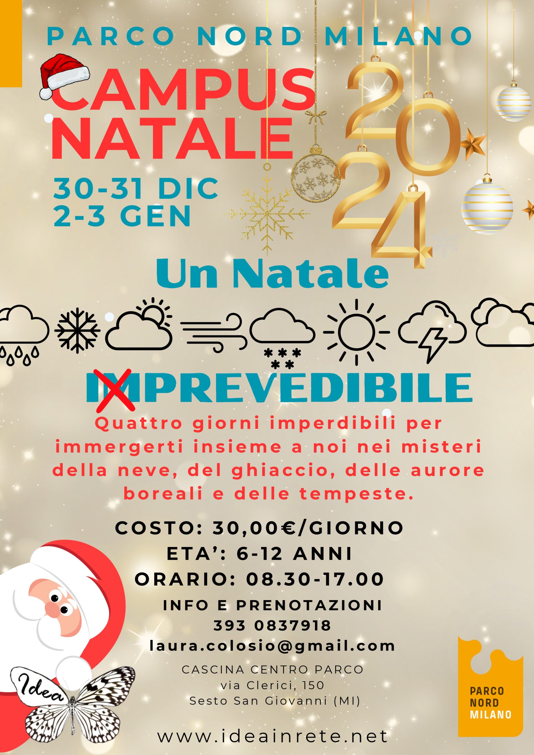 Locandina campus di Natale a Parco Nord Milano