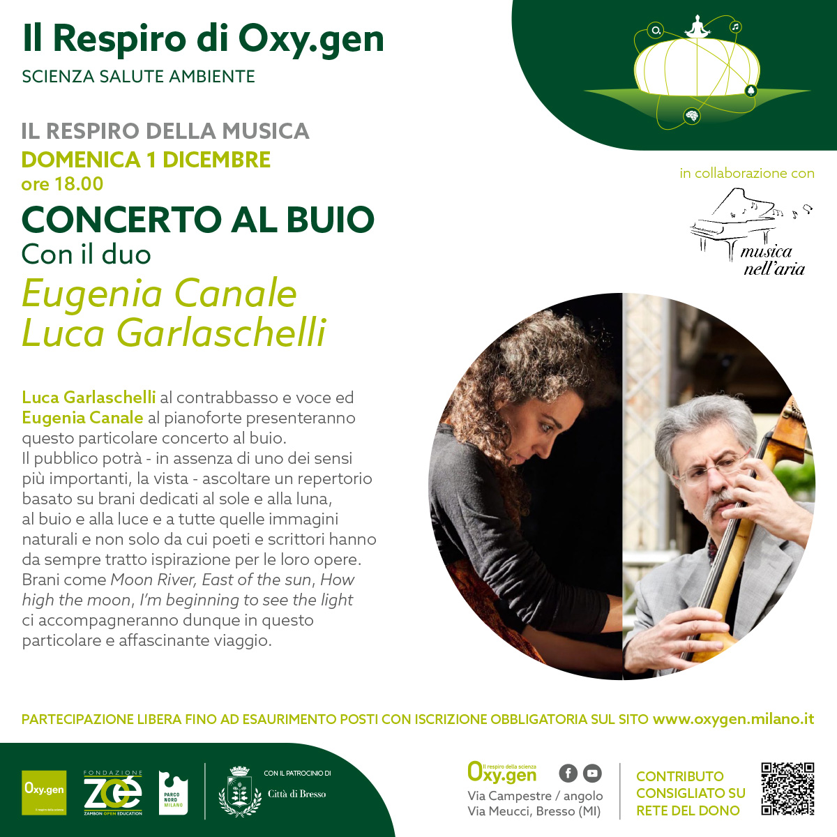 Locandina concerto al buio a Oxygen