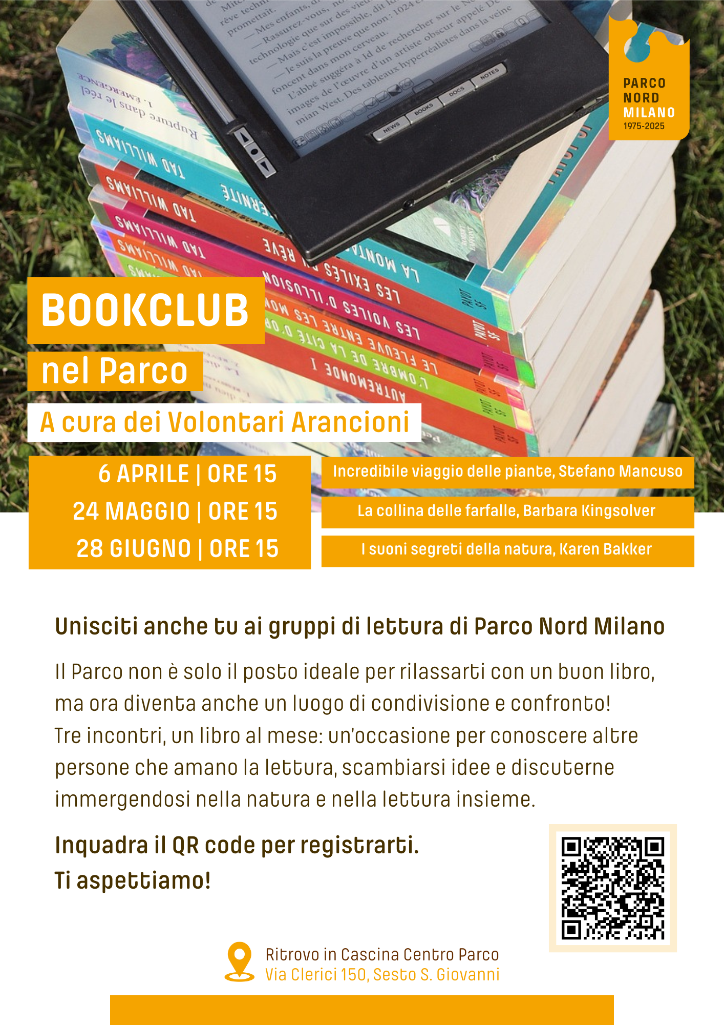 Locandina bookclub nel Parco Nord Milano