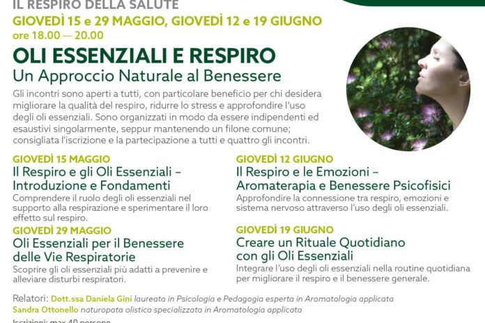 Giovedì 15 maggio: Oli essenziali e respiro (PRIMO INCONTRO)